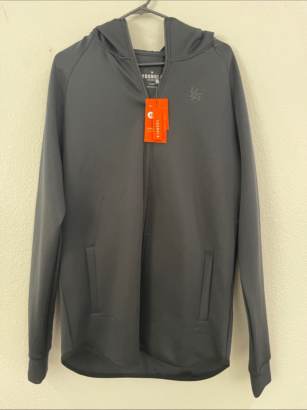 NWT YoungLA YLA Men's Black Full-Zip Lightweight Hoodie XL